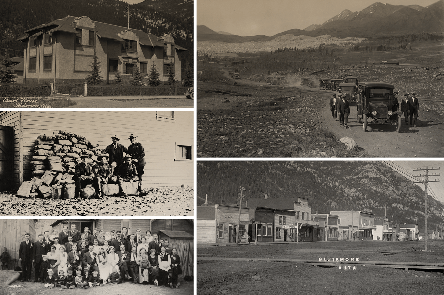 Collage of archival photos featuring Blairmore Alberta